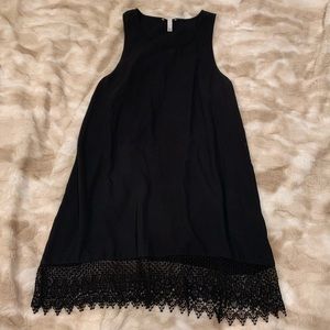 Lace trim shift tank dress